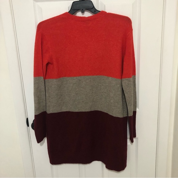 A New Day Women's Open Front Cardigan Tan Orange & Maroon - Picture 3 of 5